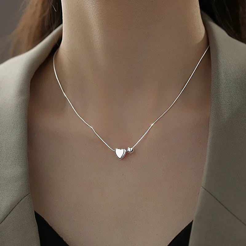925 Sterling Silver Necklace Black Beads Square Irregular Punk Geometric for Women Girl Jewelry Gift Dropshipping Wholesale