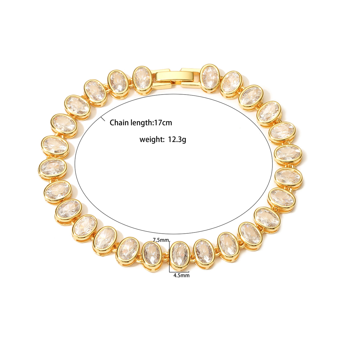 HECHENG,Oval Sparkling CZ Charm Bracelets Necklace for Women 18K Gold Plated Tennis Cubic Zircon Bohemia Beach Jewelry Set