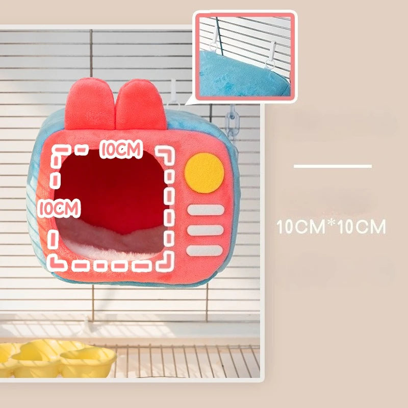 Pet Hamster Nest Cartoon TV Rabbit Squirrel Mini Cage Guinea Pig Nest Animal Nest For Rodent Rat Hedgehog Ferret Small Pet House