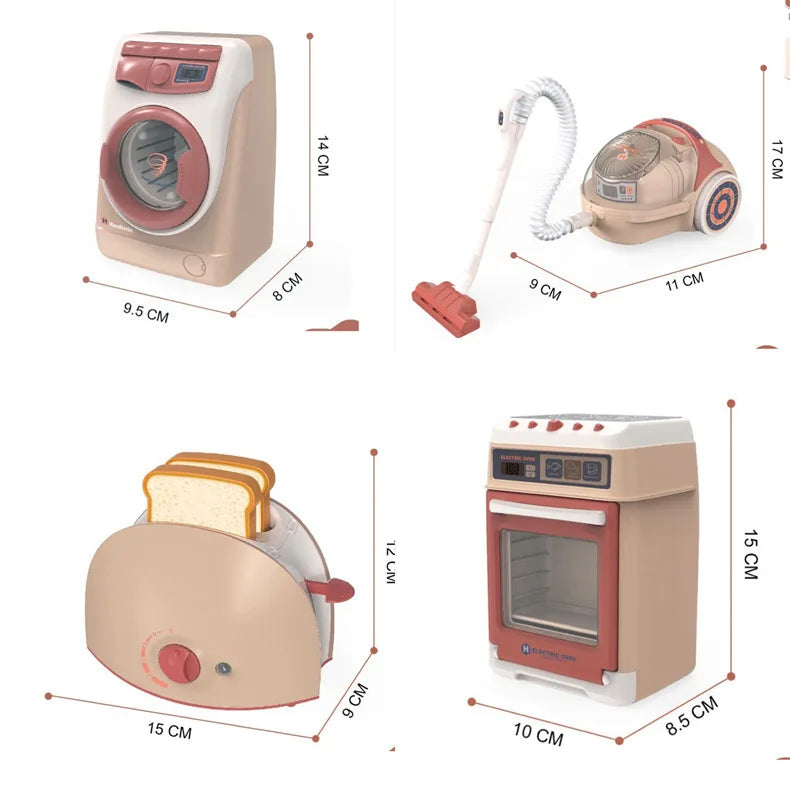 Mini Household Appliances Kitchen Toys Pretend Play Set with Coffee Maker Water Dispenser and Toaster for Kids Boys Girls Gifts