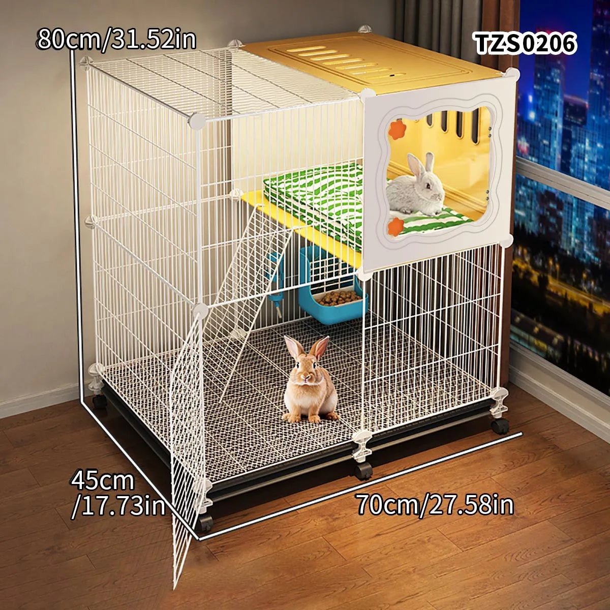 Home-Use Encrypted Mesh Rabbit Cage, Large Indoor Cleaning Base, Guinea Pig-Specific Hiding Spot, Multifunctional Guinea Pig Breeding Cage