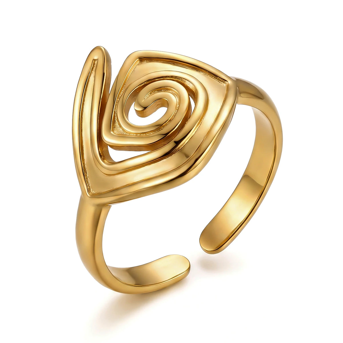 Gmai PVD Plated Stainless Steel Open Rings Set for Women Vintage Sun Leaf Shell Geometric Cuff Ring Hypoallergenic Jewelry Gift