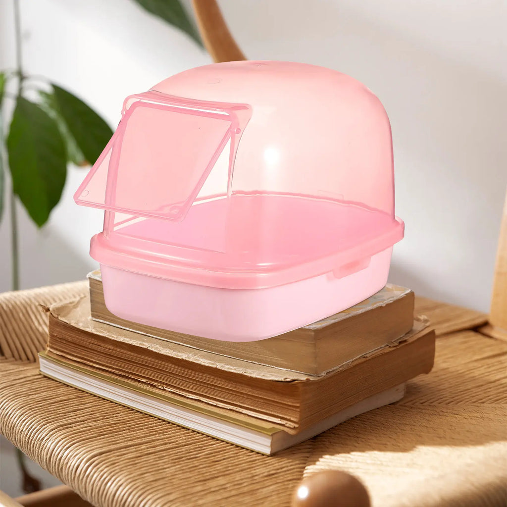 Plastic Hamster Sand Bath Box Sturdy Transparent Bath Basin for Small Pets Chinchilla Gerbil Guinea Pig Indoor Cage Accessory