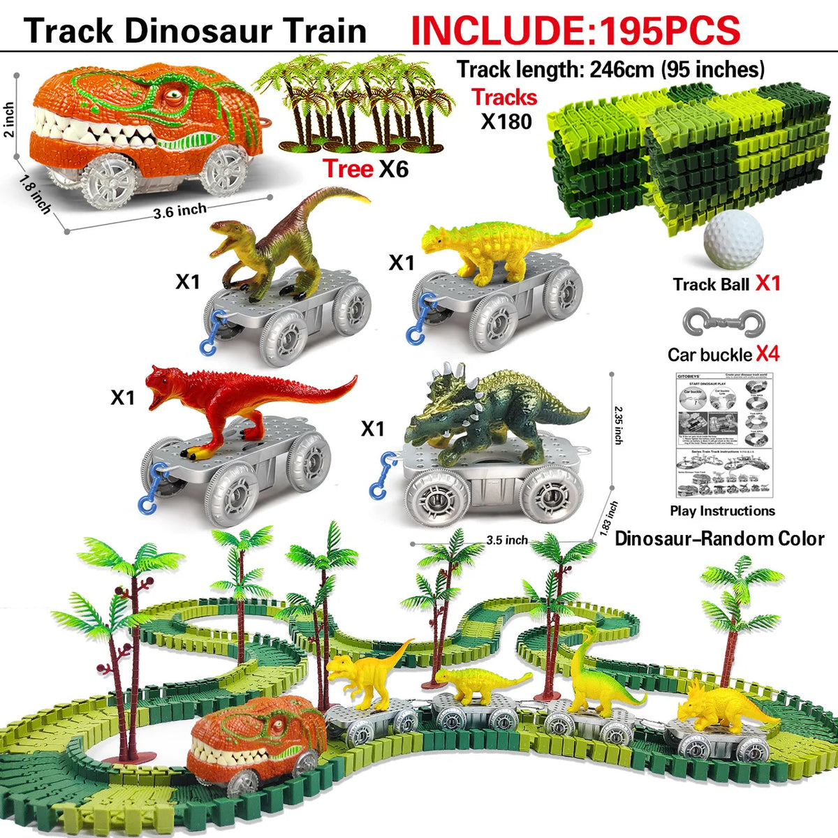 Dinosaur Rail Car Assembly Diy Roller Coaster Assembly Puzzle Versatile Track Electric Train Toy Gift