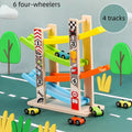 Children's Educational Track 4-Layer Wooden Gliding Car Coasting Racing Car Slide Racing Fun Track Car Educational Toy