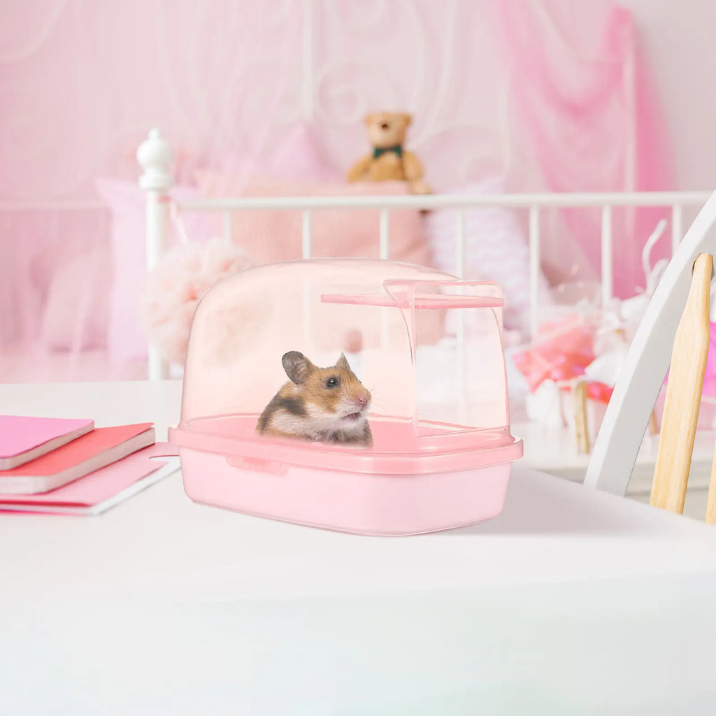 Plastic Hamster Sand Bath Box Sturdy Transparent Bath Basin for Small Pets Chinchilla Gerbil Guinea Pig Indoor Cage Accessory
