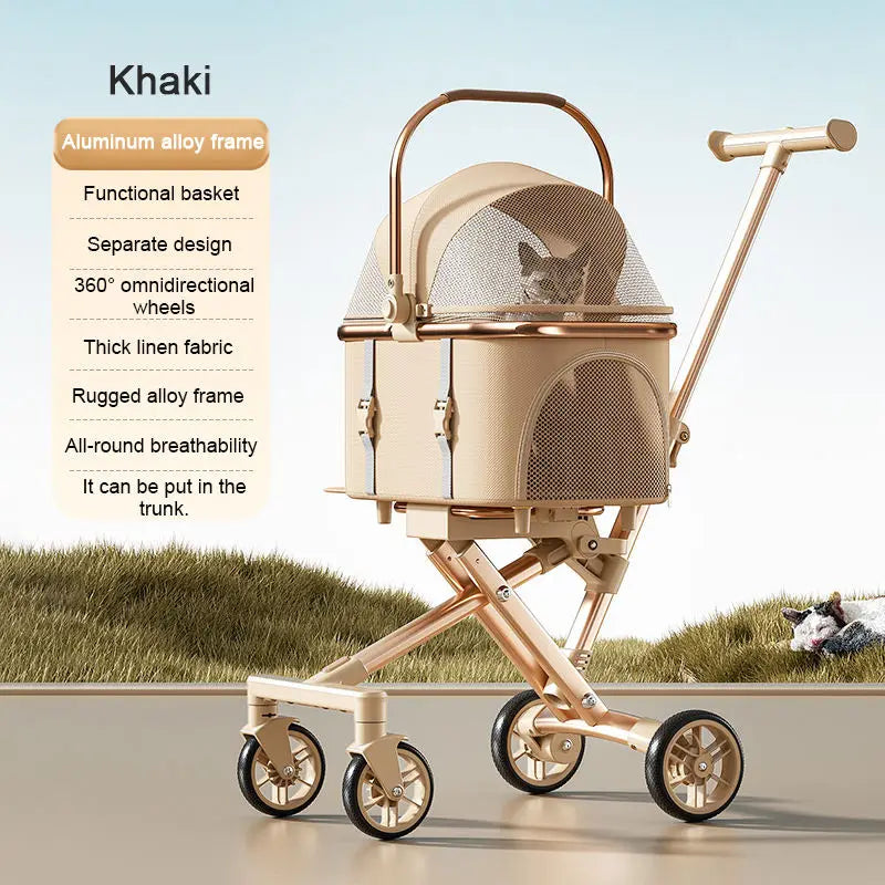 New Separable Pet Stroller, Portable One Click Recycling Cat Stroller, Universal Lightweight Baby Dog Stroller for Travel