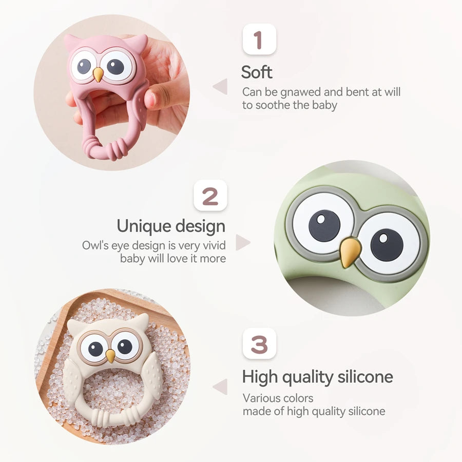 1PC Baby Silicone Teether Toys Food Grade Silicone Teething Animal Dental Teething Goods for Newborn Soothing Nursing Toys