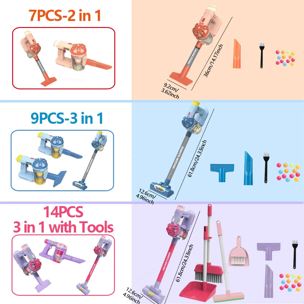 Kids Vacuum Cleaner Toy Realistic Pretend Play for Toddlers To Learn Cleaning Housekeeping Educational Toys for Boys Girls Gifts