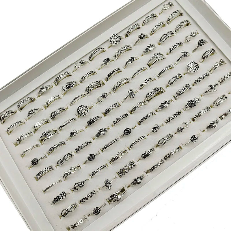 50000 Style Different Finger Rings Wholesale In Stock 100pc/Lot Hot Vintage Silver Gold Color New Alloy Joint Ring Party Women