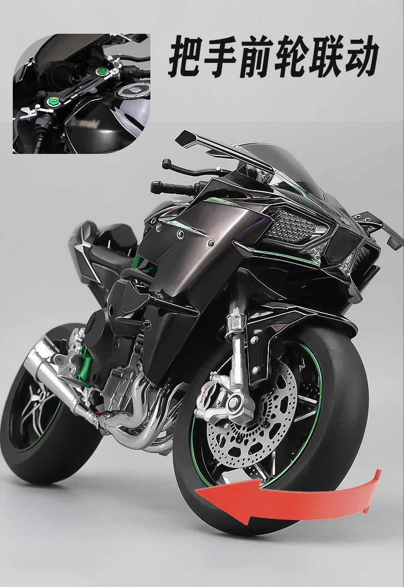 Spray 1:6 Kavvasaki Racing Ninja 500 H2R Motorcycle Simulation Sound Light Fast And Furious Kid Gift Collection Value Display