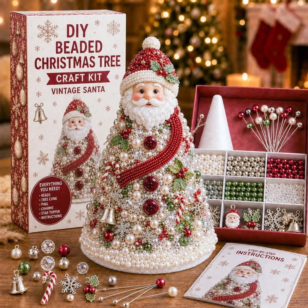 DIY Beaded Christmas Tree Craft Kit Sparkling Holiday Ornament Making Set for Kids Adults Festive Home Decor