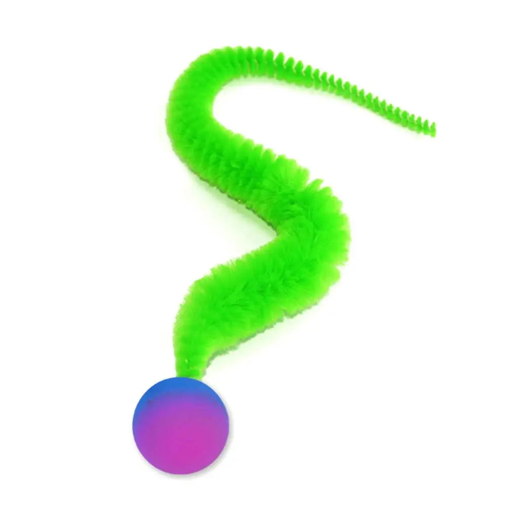 Cat Teaser Colorful Toy Bouncy Ball Fluffy Tail Simulation Kitten Bite Teaser Tool Interactive Cat Elastic Toy Supplies