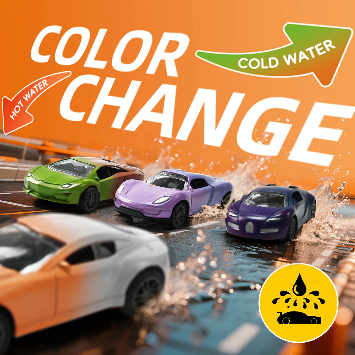 1:64 Alloy Racing Car Inertia Pull Back Toy with Temperature Sensitive Color Changing Magic Crash-Resistant Birthday Gift