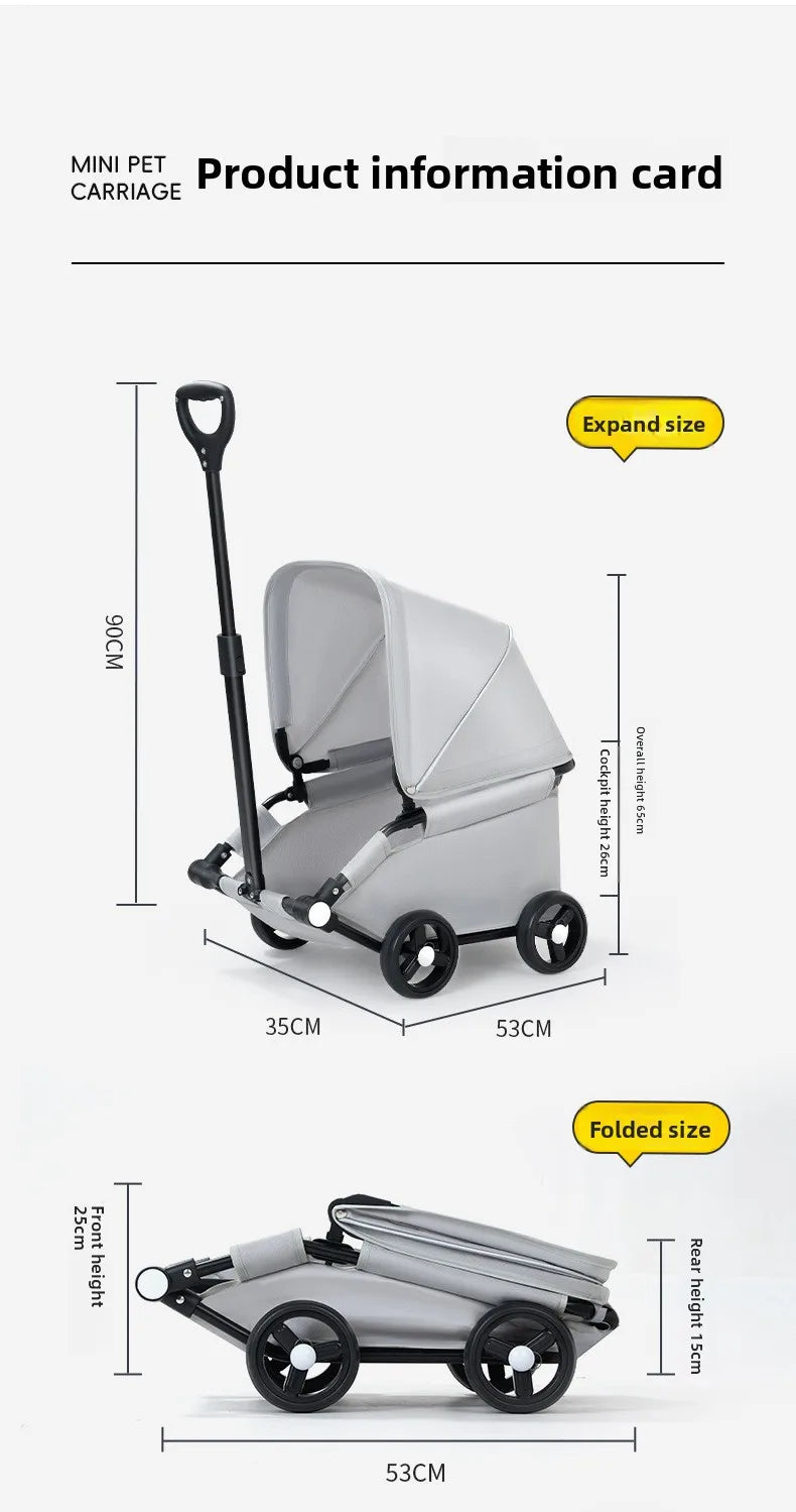 Small Dog Pet Stroller Foldable Lightweight Travel Outdoors Cross Border US Europe Pet Trolley Pet Stroller Trolley for Dog