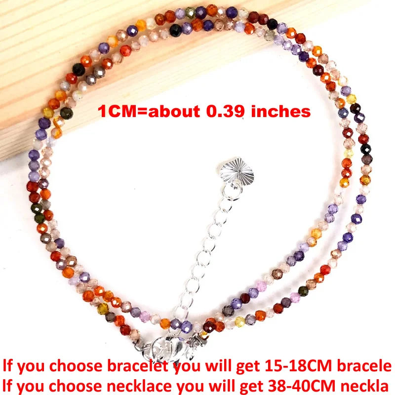 Fashion Women Bracelet necklace 2-3mm mini Cut angle beads tourmaline agate zircon natural pearl crystal Beaded Jewelry gift
