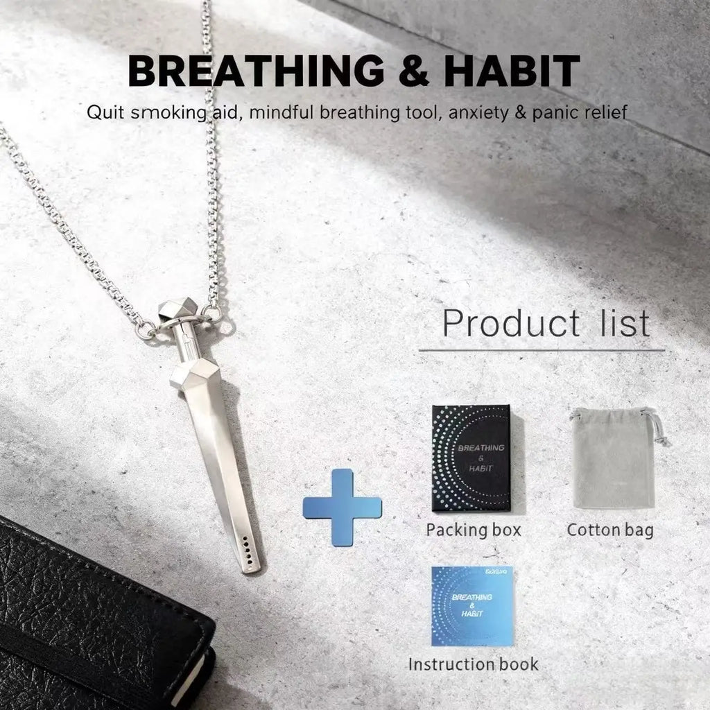 Geometric Cut Breathing Necklace: 2-in-1 Spring Telescopic Straw for Anxiety Relief, Stress Relief & Mindfulness