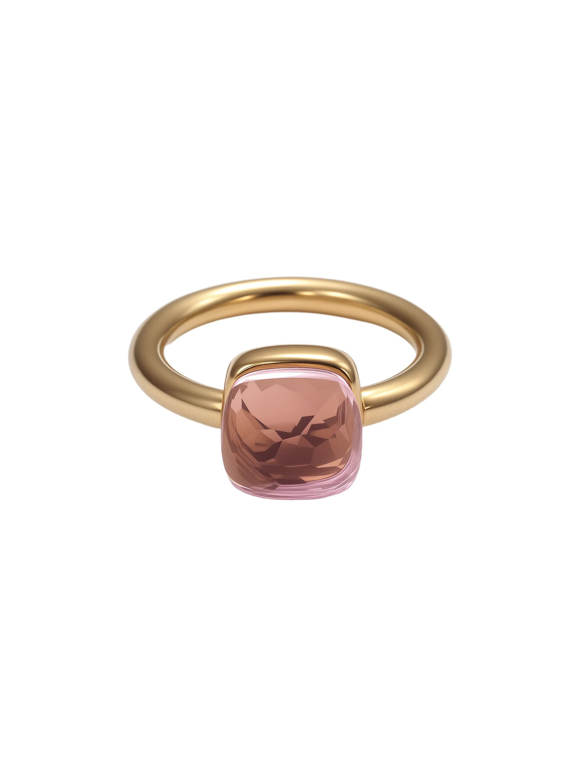Colorful Crystal Nude Ring for Women 18K Gold Plated Stainless Steel Candy Color Square Stone Statement Rings Jewelry Gift