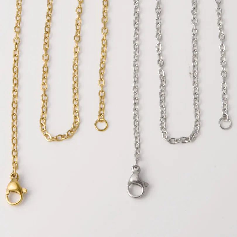 50/60cm Wholesale Stainless Steel Rolo Link Chain Necklaces For Women Men Accessories 10/20/30pcs/Lot Metal Necklace DIY Jewelry