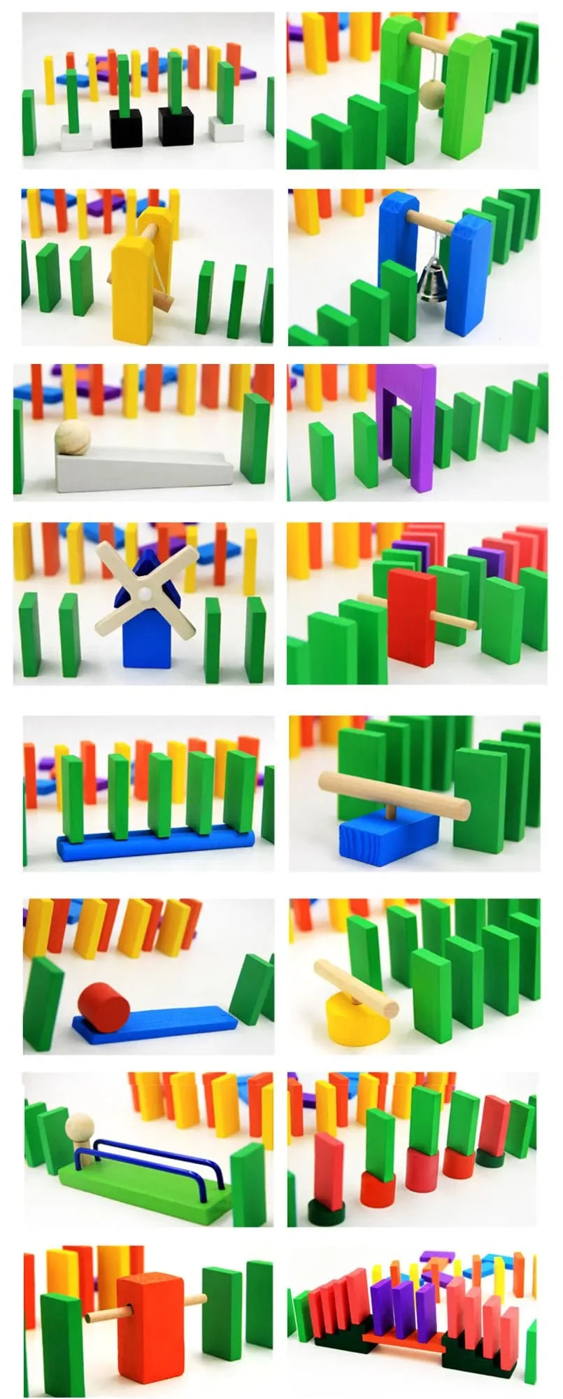 120/240Pcs Children Color Sort Rainbow Wooden Domino Building Blocks Kits Early Bright Dominoes Games Educational Toys Gifts