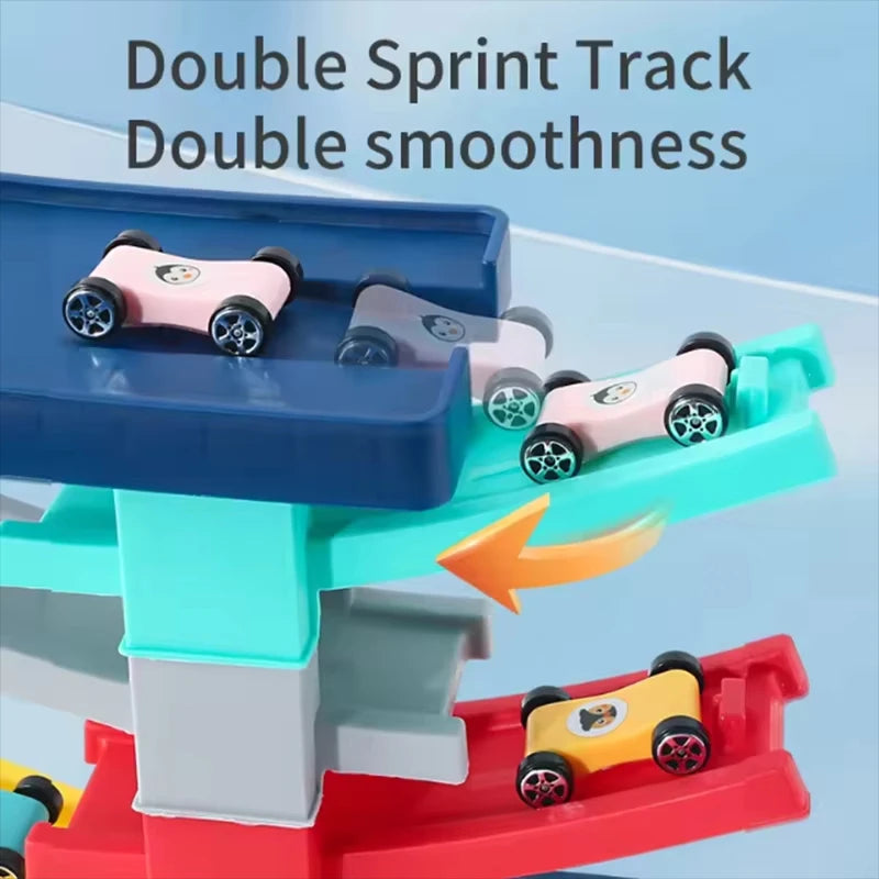 Baby Toys Children's Gliding Track Car Mini Car Inertia Girl Kids 3-Year-Old Boy Toy Multi Layer Cartoon Puzzle Slide Car Toys