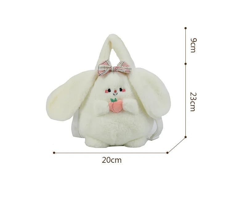New Rabbit Kitten Plush Toy Backpack Stuffed Animal Rabbit Hold Peach Cat Hold Avocado Portable Shoulder Bag Girl Birthday Gifts