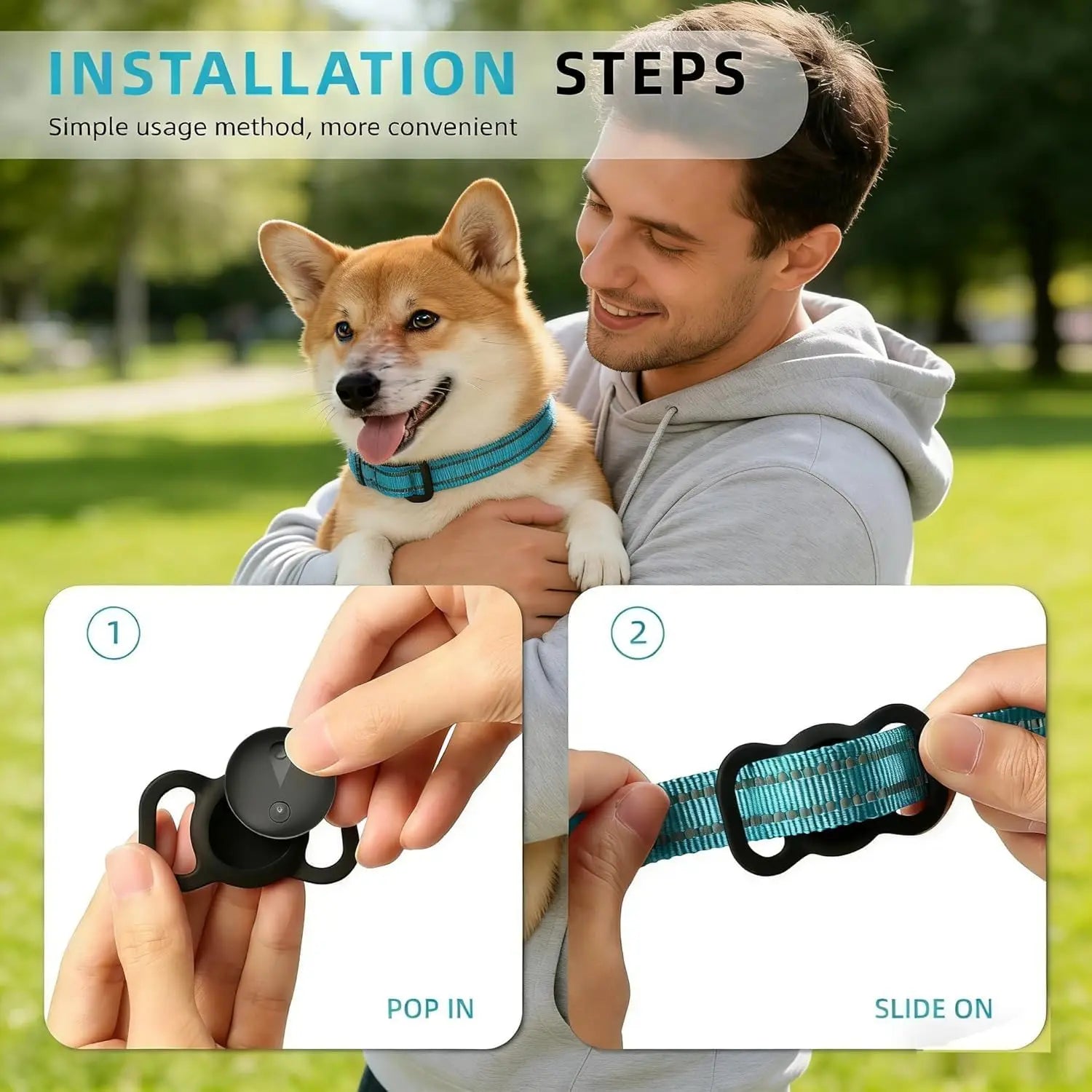 GPS Tracker for Dogs, Smart Collar Real-Time Location, No Monthly Fee, iOS Find My, IP68 Waterproof, Ultra-Slim