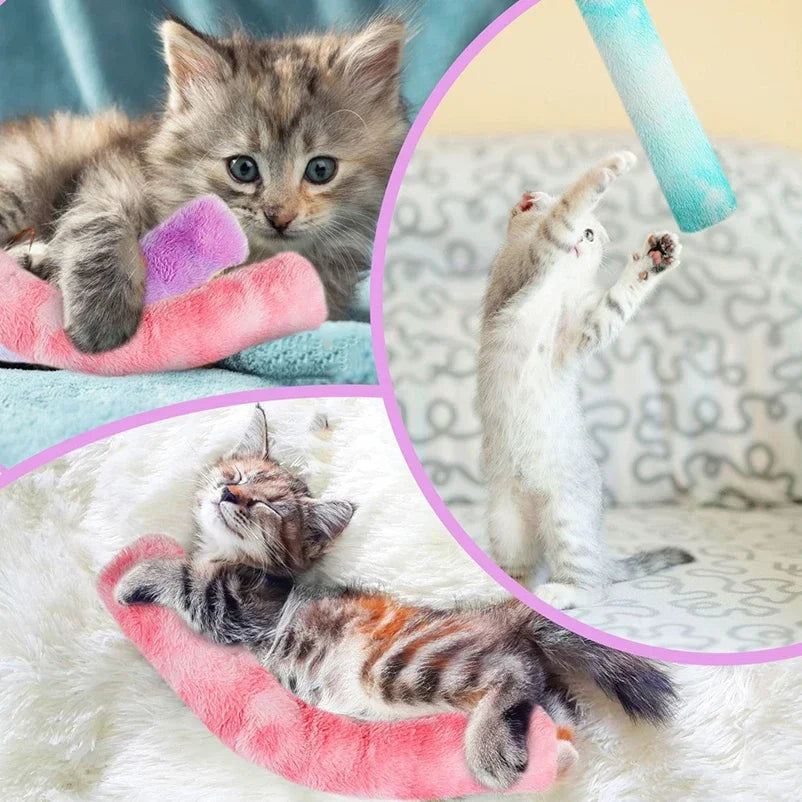 Cat plush gradient pillow toy chewing and teasing sticks, teething sticks, self-entertainment cat toy pillow