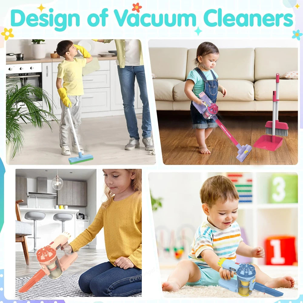 Kids Vacuum Cleaner Toy Realistic Pretend Play for Toddlers To Learn Cleaning Housekeeping Educational Toys for Boys Girls Gifts