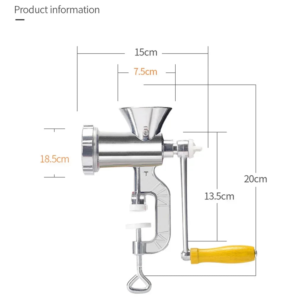 Manual Meat Grinder Stainless Steel Hand Crank Food Processor with Table Clamps Multipurpose Kitchen Tool for Meat Vegetable