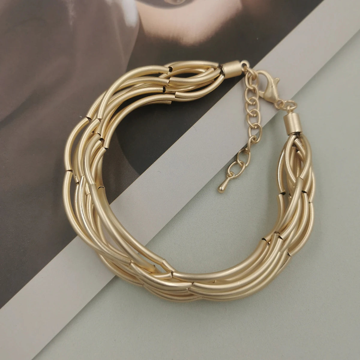 STRATHSPEY Fashion New Long Irregular Copper Tube Necklace For Women Statement Chunky Multi Lay Jewelry