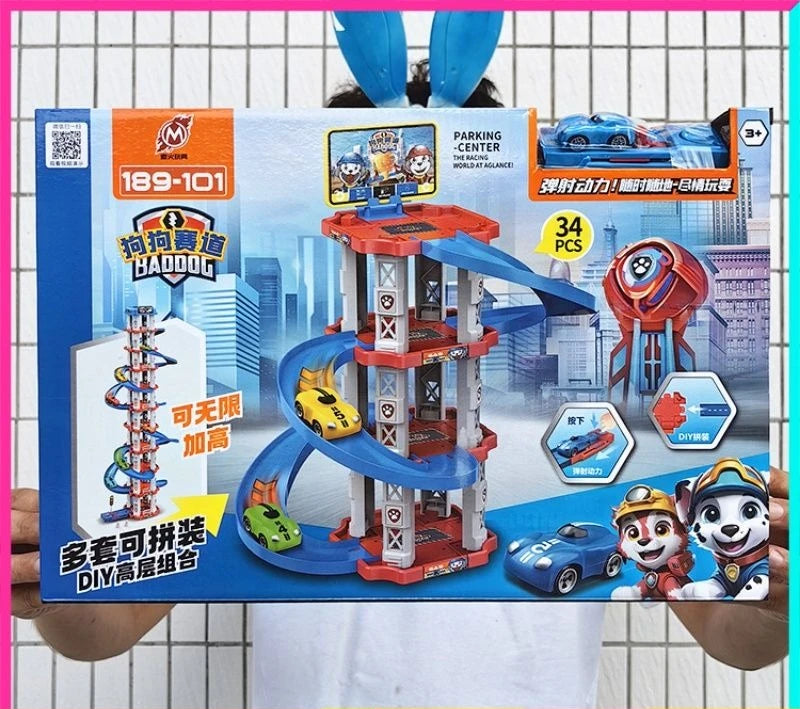 3D Children's Luxury Track Ejection Parking Lot Can Lift Multi-Layer Revolving Car Toys and Gifts！