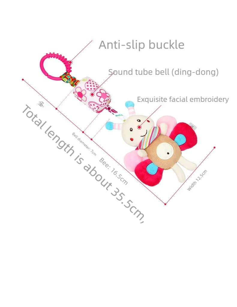Baby Sensory Hanging Rattles Soft Learning Toy Plush Animals Stroller Infant Car Bed Crib with Teether for Babies Toddlers