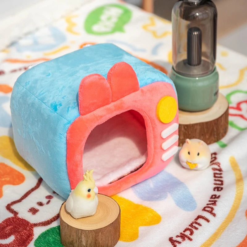 Pet Hamster Nest Cartoon TV Rabbit Squirrel Mini Cage Guinea Pig Nest Animal Nest For Rodent Rat Hedgehog Ferret Small Pet House