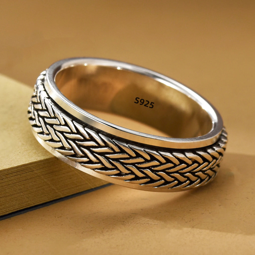 Fashion Simple S925 Sterling Silver Ring Elegant Rotating Rings for Stress Management and Fashion Enthusiasts Creativity Jewelry