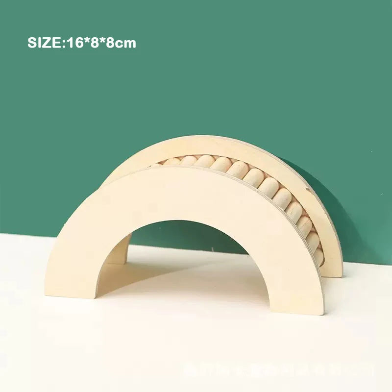 Unpainted Wooden Guinea Pig Hideout Climb House - Hamster Cage Decor Play Tunnel Small Animal Chew Toy Pet Habitat Accessories