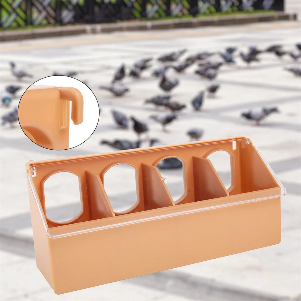 Pigeon Multi-Purpose Cage Hanging Food Box With Lid 1/2/4-Holes Anti-Spill Racing Pigeon Trough Feeder Pet Bird Supplies 1/2Pcs
