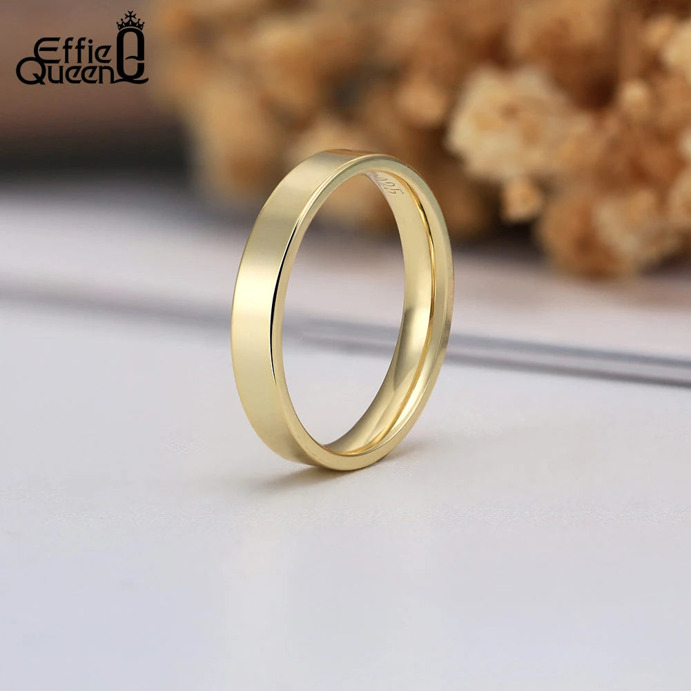 Effie Queen Fashion 925 Sterling Silver Ring Perfect Polished Simple Design Unisex Jewelry Propose Wedding Jewelry Gift APR33