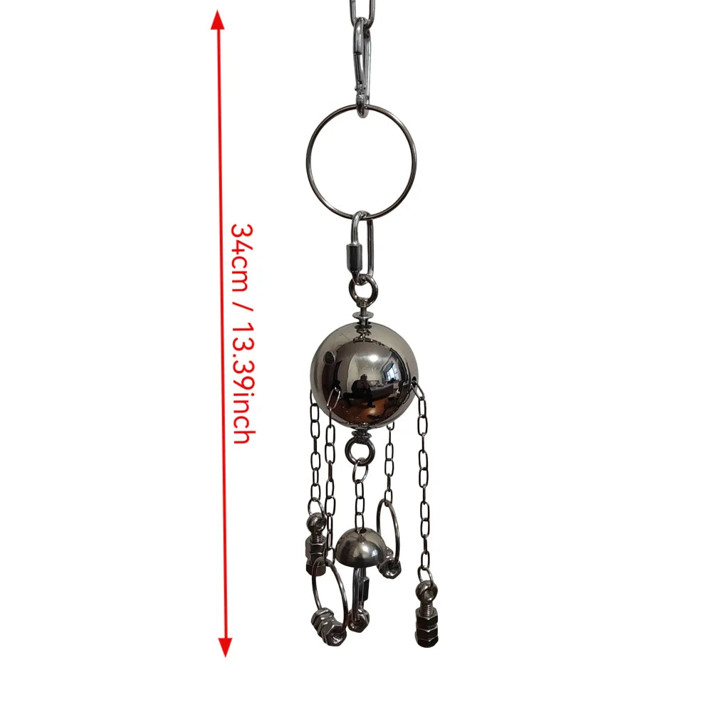 Stainless Steel Medium Large Parrots Gnaw Relieve Bell Toys Birds Chewing Hanging Swing Tearing Cage Toy