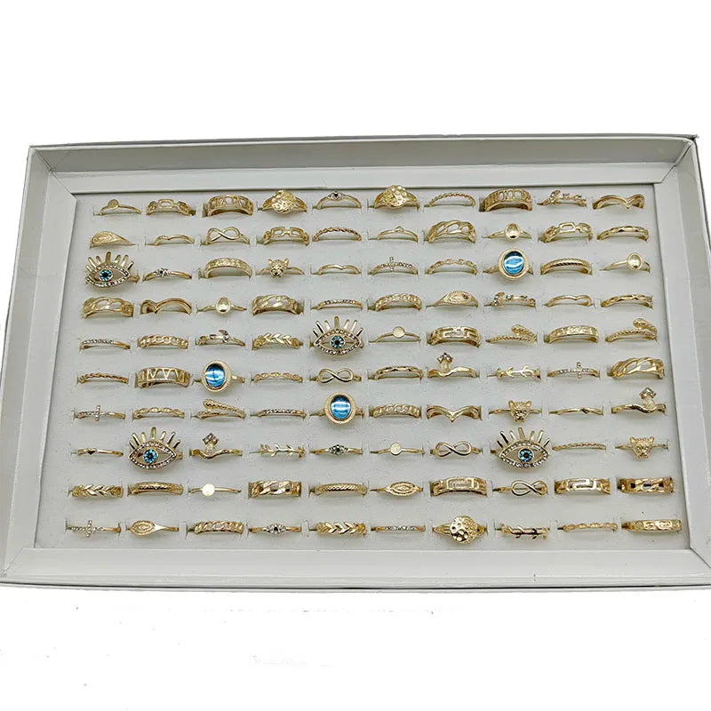 50000 Style Different Finger Rings Wholesale In Stock 100pc/Lot Hot Vintage Silver Gold Color New Alloy Joint Ring Party Women
