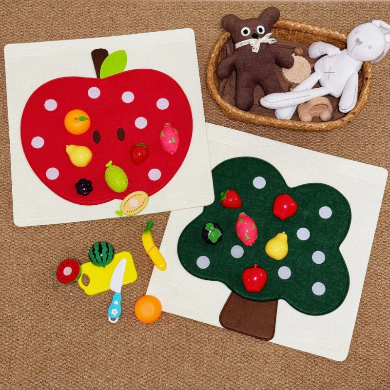 Baby Felt Board Play Food Toys Wall Sticker Fruits Vegetables Pretend Play Kitchen Games Fine Motor Skills Early Educational Toy