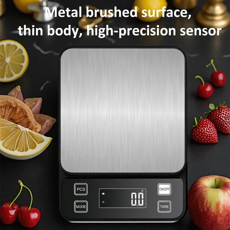 3/5/10kg 0.1g Food Scale Digital Electronic Kitchen Scale Fully Waterproof Stainless Steel Scale Food Snack Weighing Baking Tool
