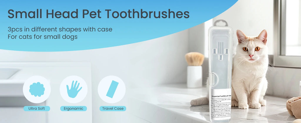 Ultra Soft Cat Toothbrushes, Toothbrushes for Small Dogs & Cats, 360° Silicone Kitten Tooth Brushes, Mini Head Pet Dental Care K