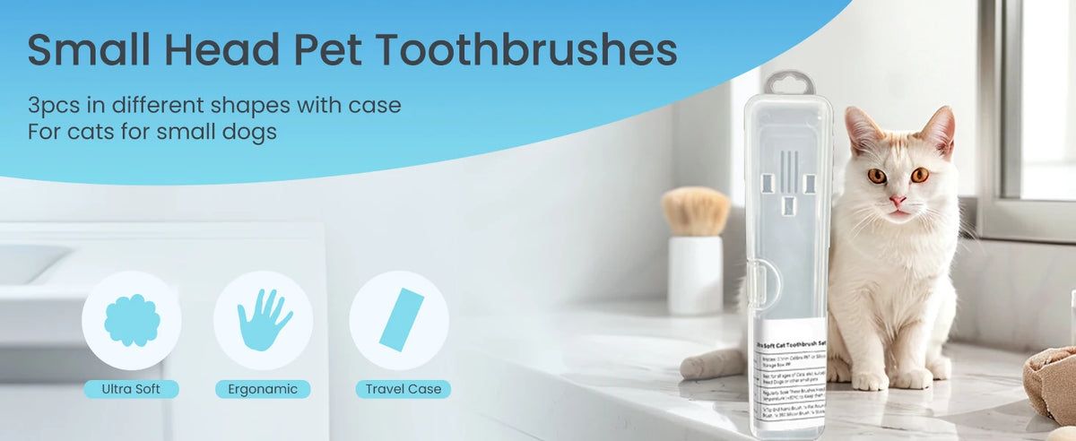Ultra Soft Cat Toothbrushes, Toothbrushes for Small Dogs & Cats, 360° Silicone Kitten Tooth Brushes, Mini Head Pet Dental Care K