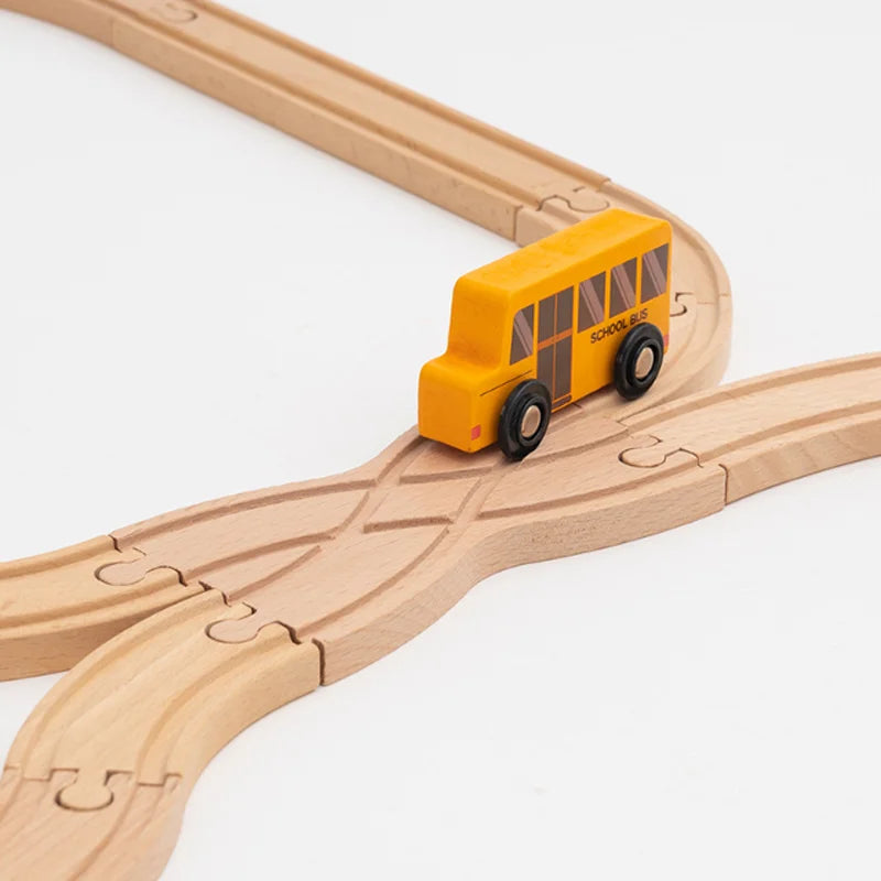 New Wooden Railway Track All Kinds Fork Rail Bifurcation Beech Wood Track Accessories Fit for Thomos Wooden Train Tracks Toy