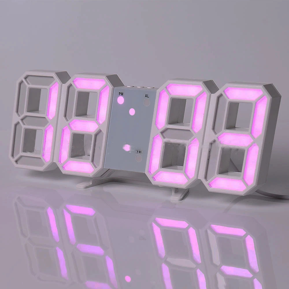 3D LED Digital Wall Clock ,9.7", Large Display Table/ Desk Clock with Remote Control 12/24H Temperature