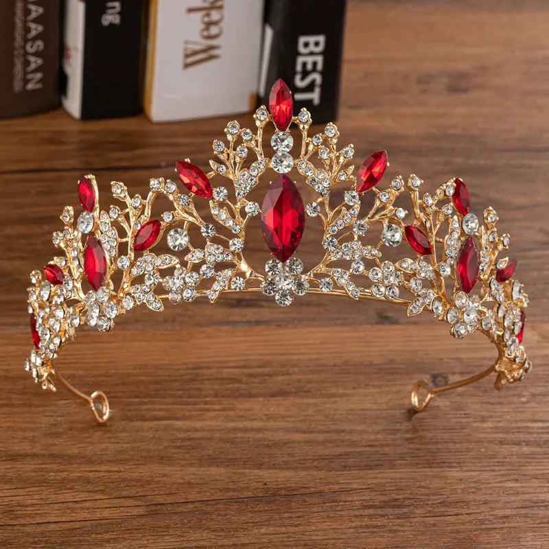KMVEXO Luxury Heart Crystal Bridal Jewelry Sets Wedding Rhinestone Crown Tiara Earrings Choker Necklace African Bead Jewelry Set