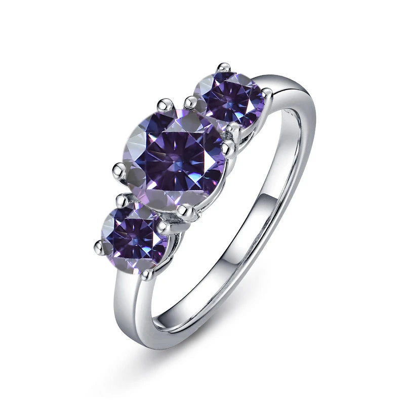 JoyceJelly S925 Sterling Silver Colors Moissanite Ring 2CT 4CT Total Full Moissanite Diamond Jewelry For Wedding Engagement Gift