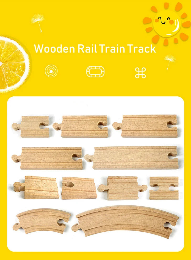 Wooden Track Railway Toys Beech Wooden Train Track Accessories Fit For All Brand Wood Tracks Educational Toys For Children