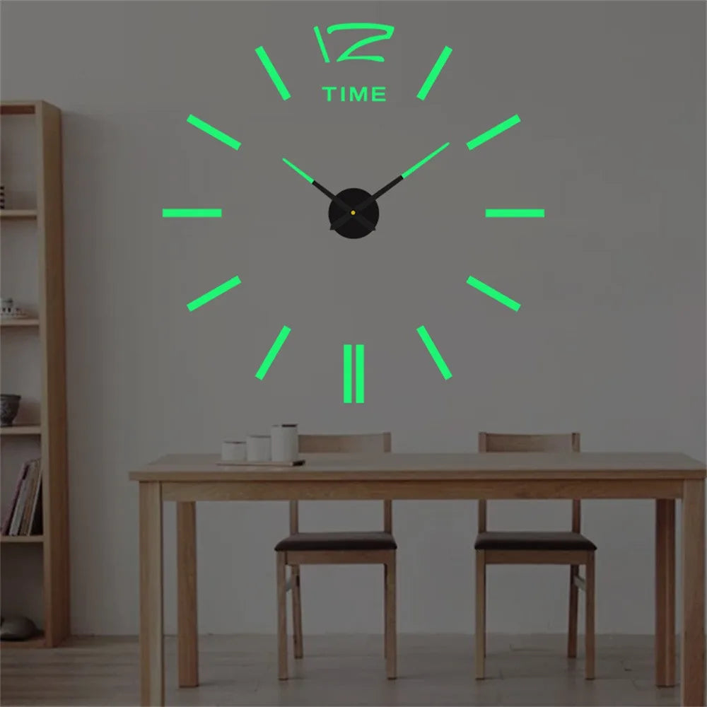 Large 3D Wall Clock Luminous Classic Wall Clocks DIY Digital Clock Wall Watches Stickers Silent Clock for Home Living Room Table
